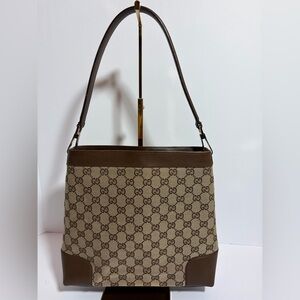 Gucci Tan and Brown GG Shoulder Bag